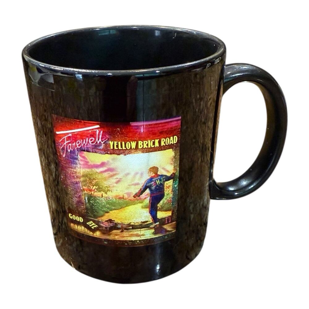 Elton John Farewell Yellow Brick Road Tour Black Coffee Tea Mug Music EUC